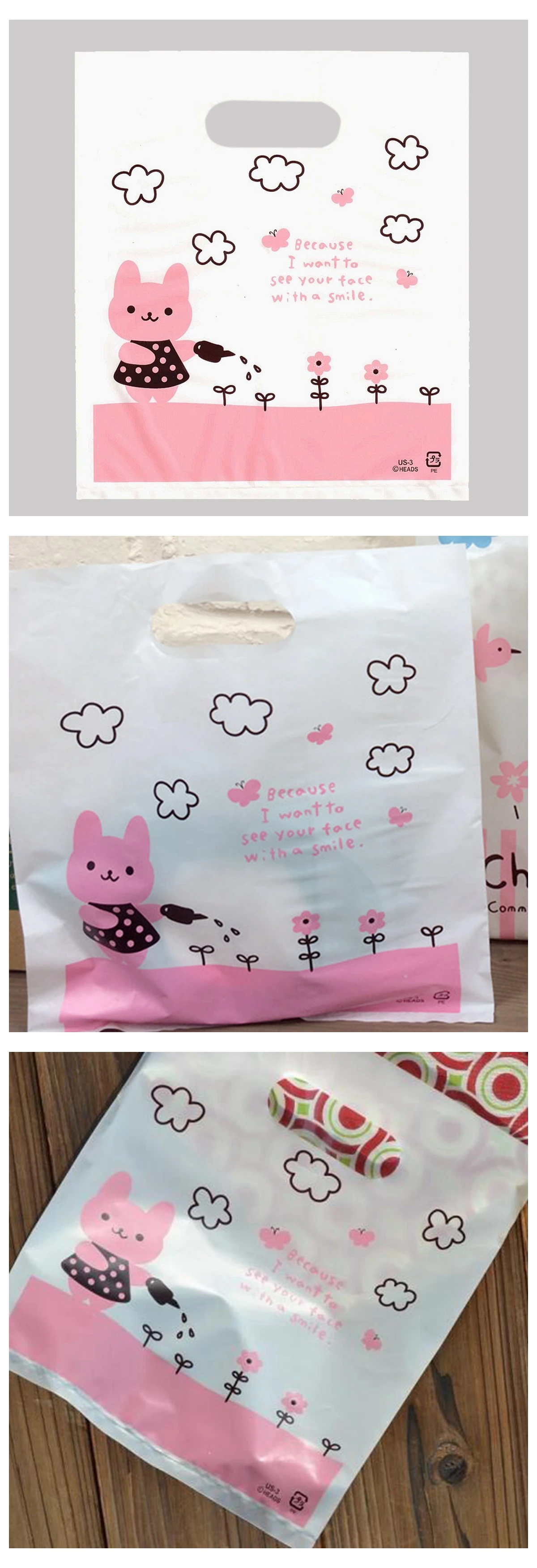 Милый кролик пластиковые подарочные пакеты мешок для одежды закусок вечерние