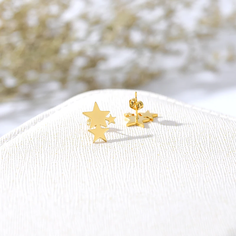 Очаровательные маленькие милые серьги с тремя звездами для женщин женские