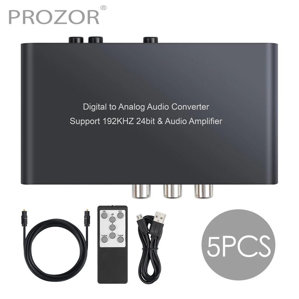 Prozor 5 шт. DAC цифровой аналоговый аудио конвертер коаксиальный Toslink к RCA 3 мм