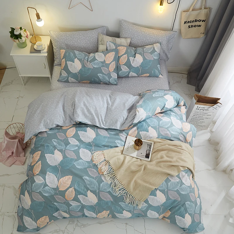 

Botanical Leaves Duvet Cover Set King Queen size 100%Cotton Floral Bedding set Ultra Soft Comforter Cover Bed Sheet Pillowcases