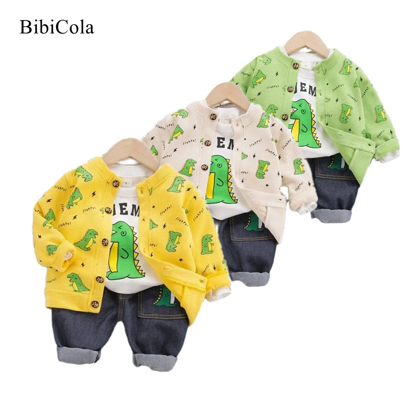 

Infant Boys Outfits spring autumn Kids Boys Clothing Set Fashion Cotton One-neck Shirt+jacket+pants 3pcs