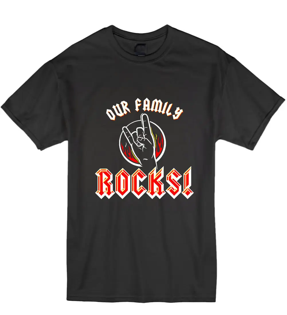 

2019 New 100% Cotton T-Shirts Men Men T-Shirt Men Clothing Plus Size Our Family Rocks Dad Mum Children Metal T Shirt Maker