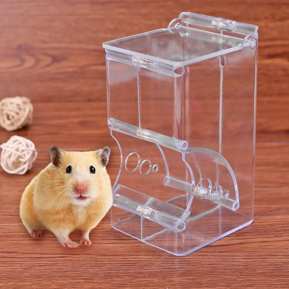 

Hamster Automatic Food Dispenser Feeder Samll Animal Food Bowl Plastics Durable Strong Simplicity Clear Overturn Prevent