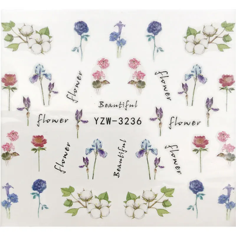 Spring Summer Sticker Animal Design Nail Sticker Flower Floral Sticker Manicures Tools Water Decals Transfers Nail Art Fashion