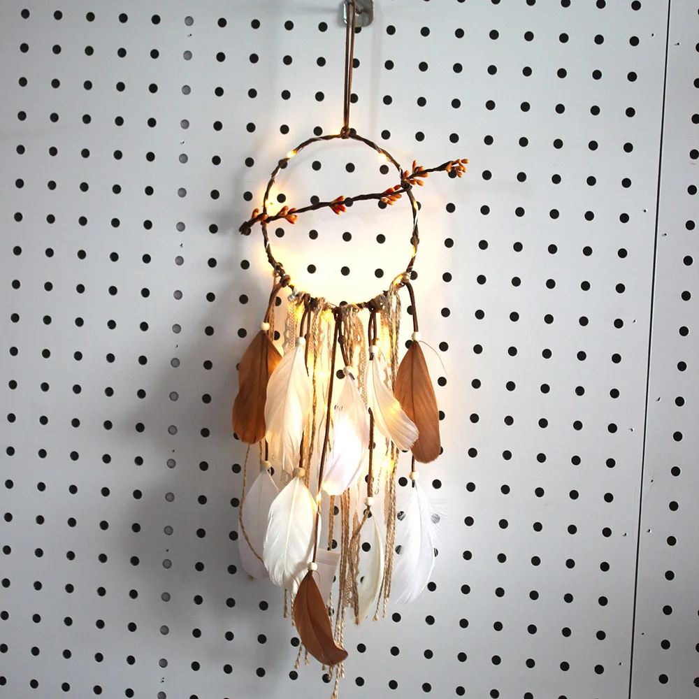 Creative feather crafts capture dream net sky clouds hanging original flowers and cloud lanterns wind chimes room decoration | Дом и сад