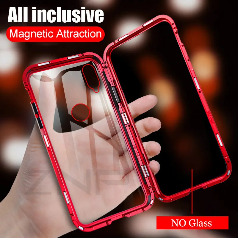 Clear Red ZNP Магнитный чехол для телефона Xiaomi 9 SE 8 Lite 7 A2 6X F1, задняя крышка из закаленного стекла для Redmi 6 Pro Note 7 5 Pro, металлический флип-чехол - Цвет: Clear Red