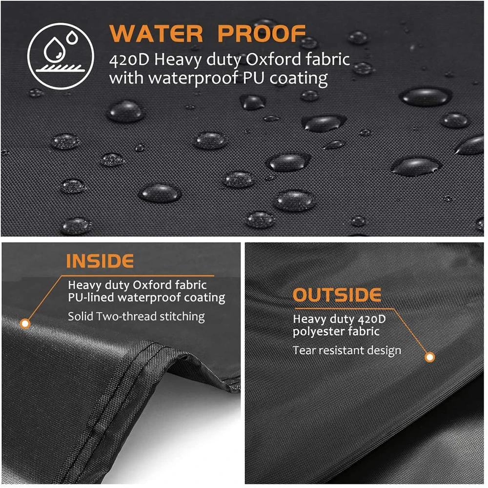 

Waterproof Heavy Duty Grill Cover Rain Protective Outdoor Barbecue Cover Round Bbq Grill Black 420D Oxford Cloth