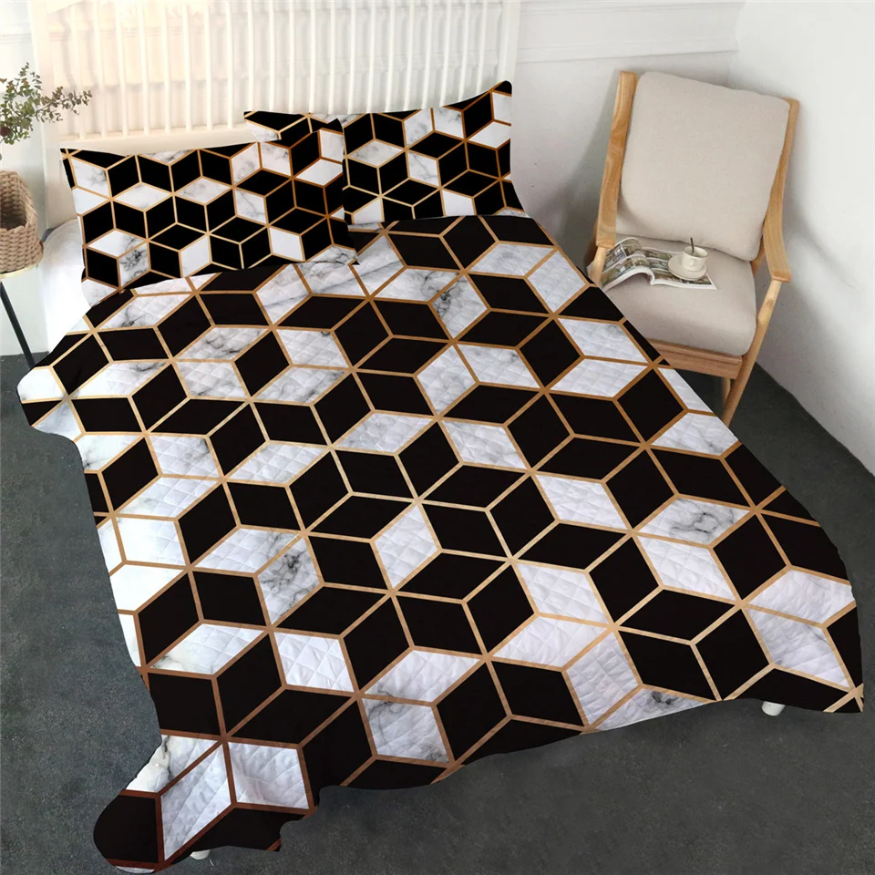 003 3pcs BlessLiving Eyelash Coverlet Set Cute Eyes Gold Black Bed Quilt Set 3-Piece Modern Bedspreads for Fashion Girls Summer Blanket - Цвет: 003 3pcs