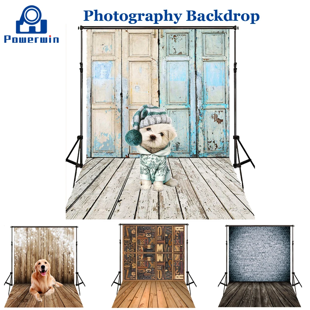 Фотофон Powerwin 3D 150x210 см с буквами кирпичной стеной и деревянной полосой |