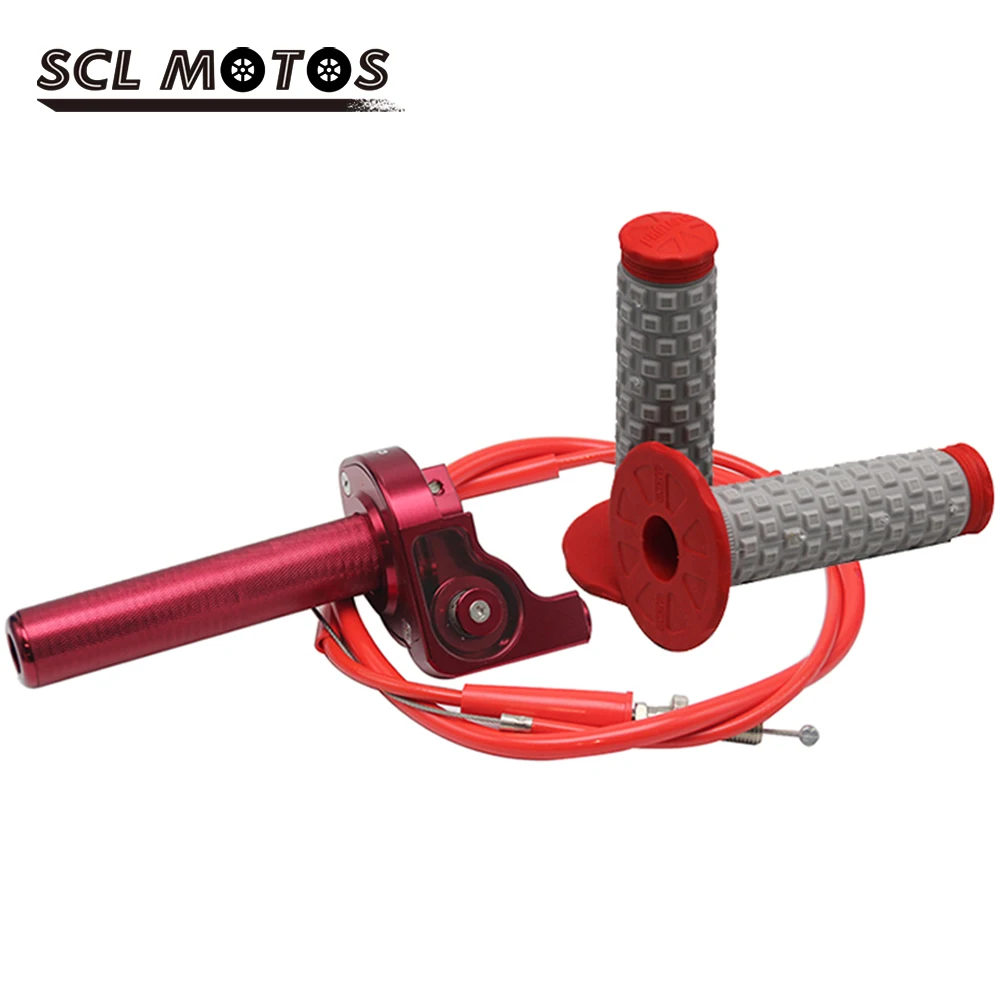 

SCL MOTOS 1 Set Motorcycle Turn Quick Twist Throttle Grip + Throttle Cable + Handle Grips For Pit Dirt Quad Bike ATV KT Moto