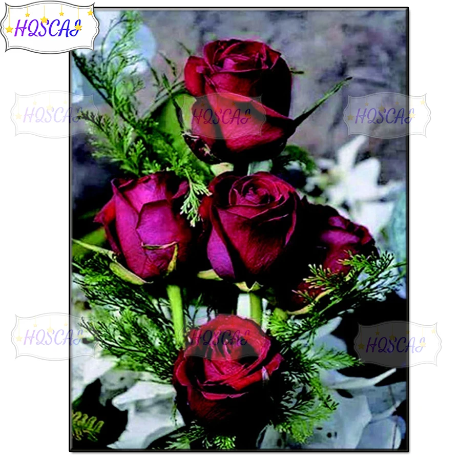 

Red rose flower Full round square diamond home decor 5D diamond painting embroidery cross stitch ornaments DIY handmade gift