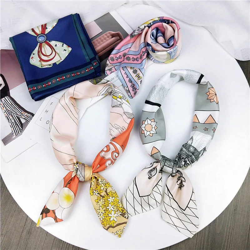 70*70 см женский квадратный шелковый шарф с принтом Женский Стильный Шелковый
