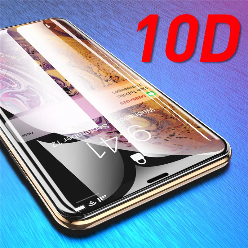 Закаленное стекло 10D для iPhone 11 Pro Max XR XS X 7 8 6s Plus Защитная пленка экрана Plus| |