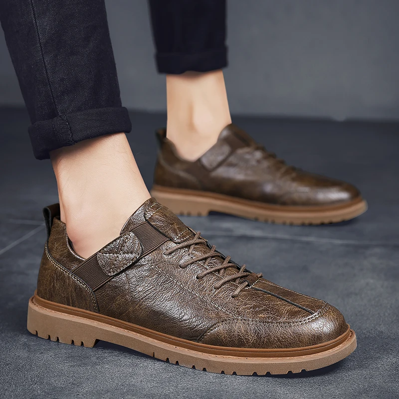 

fashion leather Casual Shoes Male New Lace-up Footwear Comfy Outdoor Walk Men Shoes Brand Office Shoes Man Male Footwear