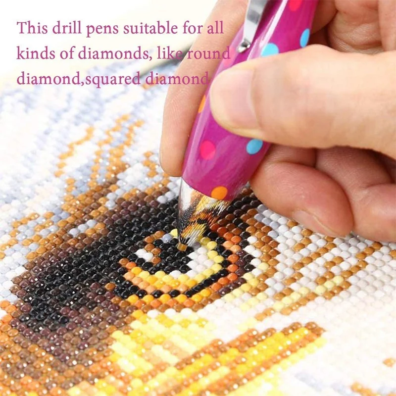 New 6Pcs 5D Diamond Painting Drill Pen Tools+1Pc Triple-cornered TrayCute Pens Sticky for | Дом и сад