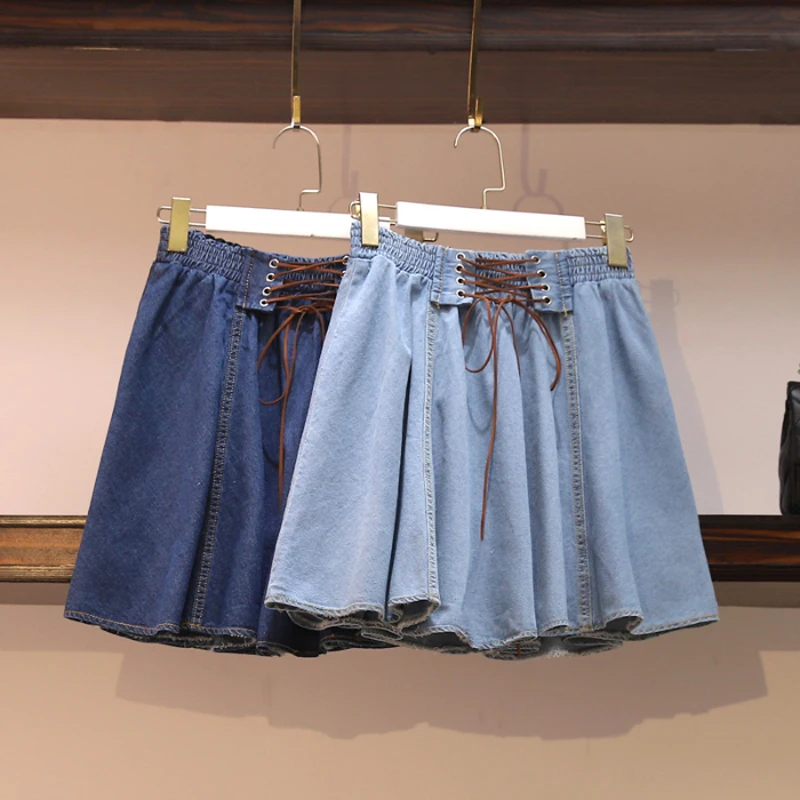 

Zoki Women Denim Skirt Fashion Elastic High Waist A Line Jeans Mini Skirt Korean Loose Summer Faldas Mujer Moda 2020