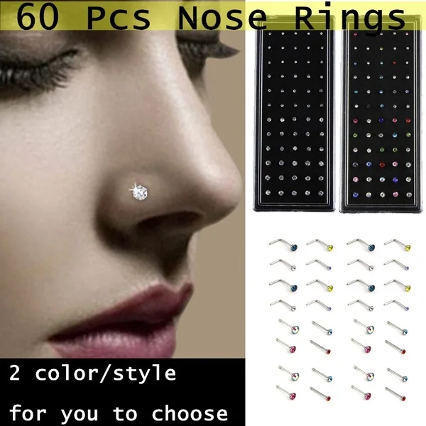 Кольцо для пирсинга в форме буквы L из нержавеющей стали 60 шт. | Украшения и