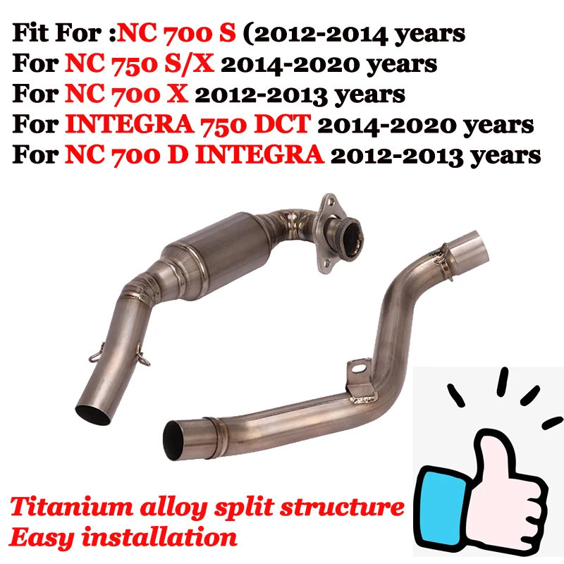 

Slip On For Honda NC700 NC700X NC700S NC 700 S X D 750 DCT Motorcycle Exhaust Escape Modify Titanium Alloy Front Mid Link Pipe