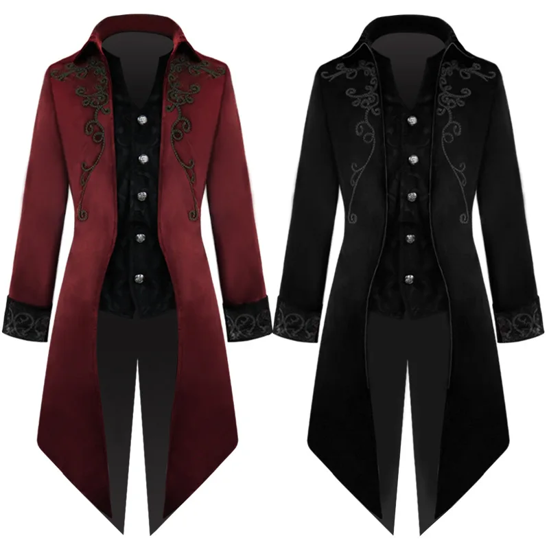 

Men Vintage Luxury Steampunk Custome Cosplay Coats Retro Mens Gothic Punk Costume For Party Tailcoat Men Outwear Tuxedo Medieval