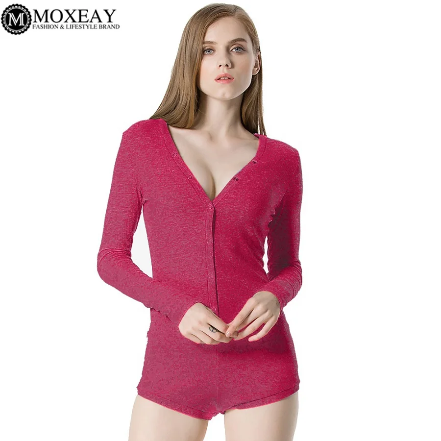 Moxeay белые женские комбинезоны базовые мягкие с длинным рукавом V-образным