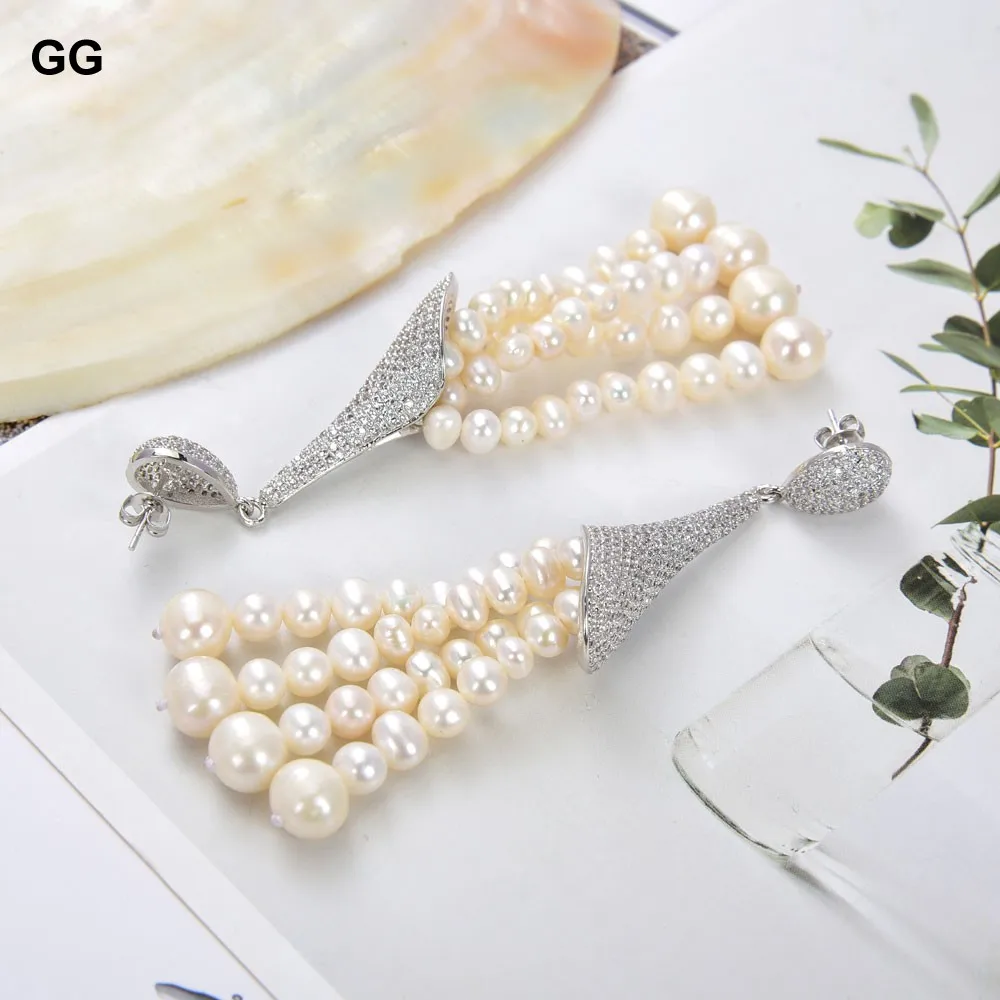 GG ювелирные изделия 3 7 ''с белым жемчугом и кисточкой покрытые розовым