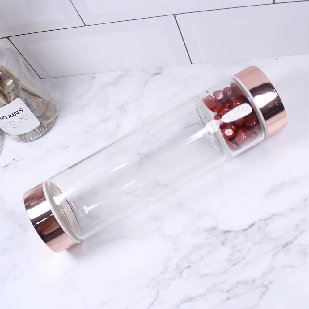 Натуральный кварц драгоценный камень бутылка для воды точка с кристаллом