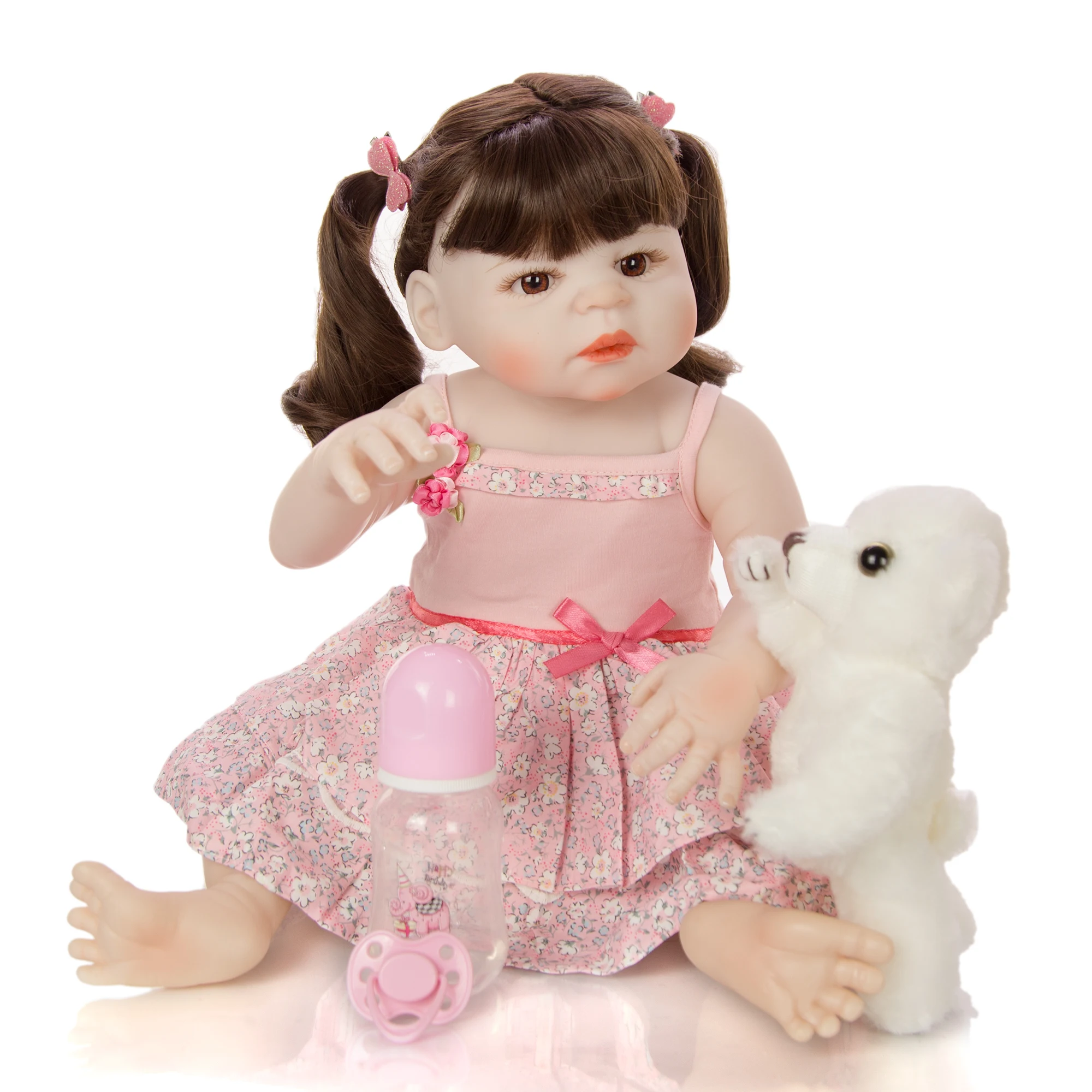 KEIUMI Очаровательная Bonecas Infantil Meninas 23 дюймов силиконовая полностью виниловая Реалистичная кукла Reborn Girl водонепроницаемый для детей подарок на день рождения