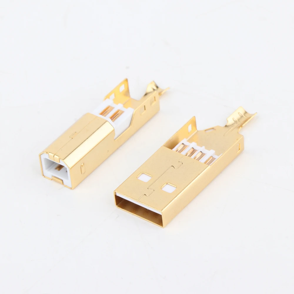 USB кабель с разъемом типа A + B покрытый розовым золотом для ручного подключения к