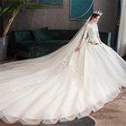 Женское кружевное свадебное платье Dioflyusa, Простое Элегантное винтажное платье принцессы с круглым вырезом, цвет серебристыйбелый, 2021