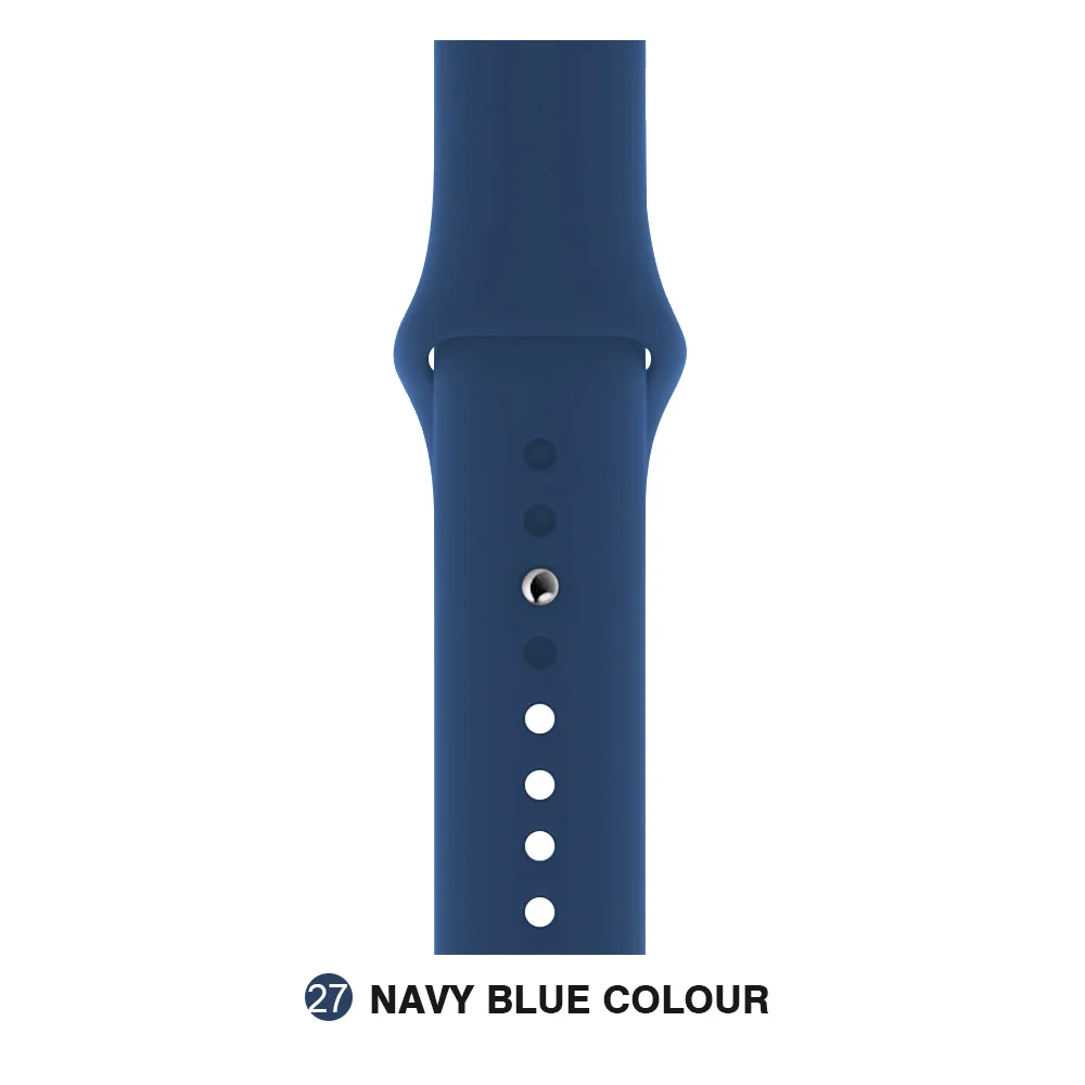 Navy blue Мягкий силиконовый сменный спортивный ремешок для Apple Watch версии 4, 3, 2, 1, 42 мм, 38 мм, браслет на запястье, ремешок для iWatch 4, 40 мм, 44 мм, спортивный - Цвет ремешка: Navy blue