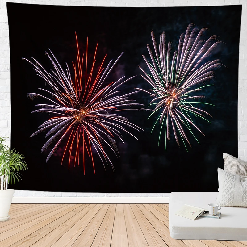 Фейерверк настенный подвесной гобелен светящийся Настенный Ковер праздничный