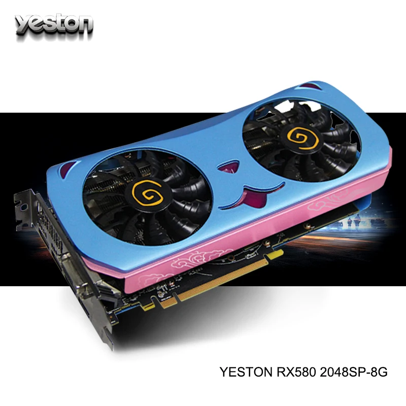 Yeston Radeon RX 580 GPU 8 ГБ GDDR5 256 бит игровой настольный компьютер ПК видеокарты Поддержка DVI/HDMI PCI-E X16 3,0