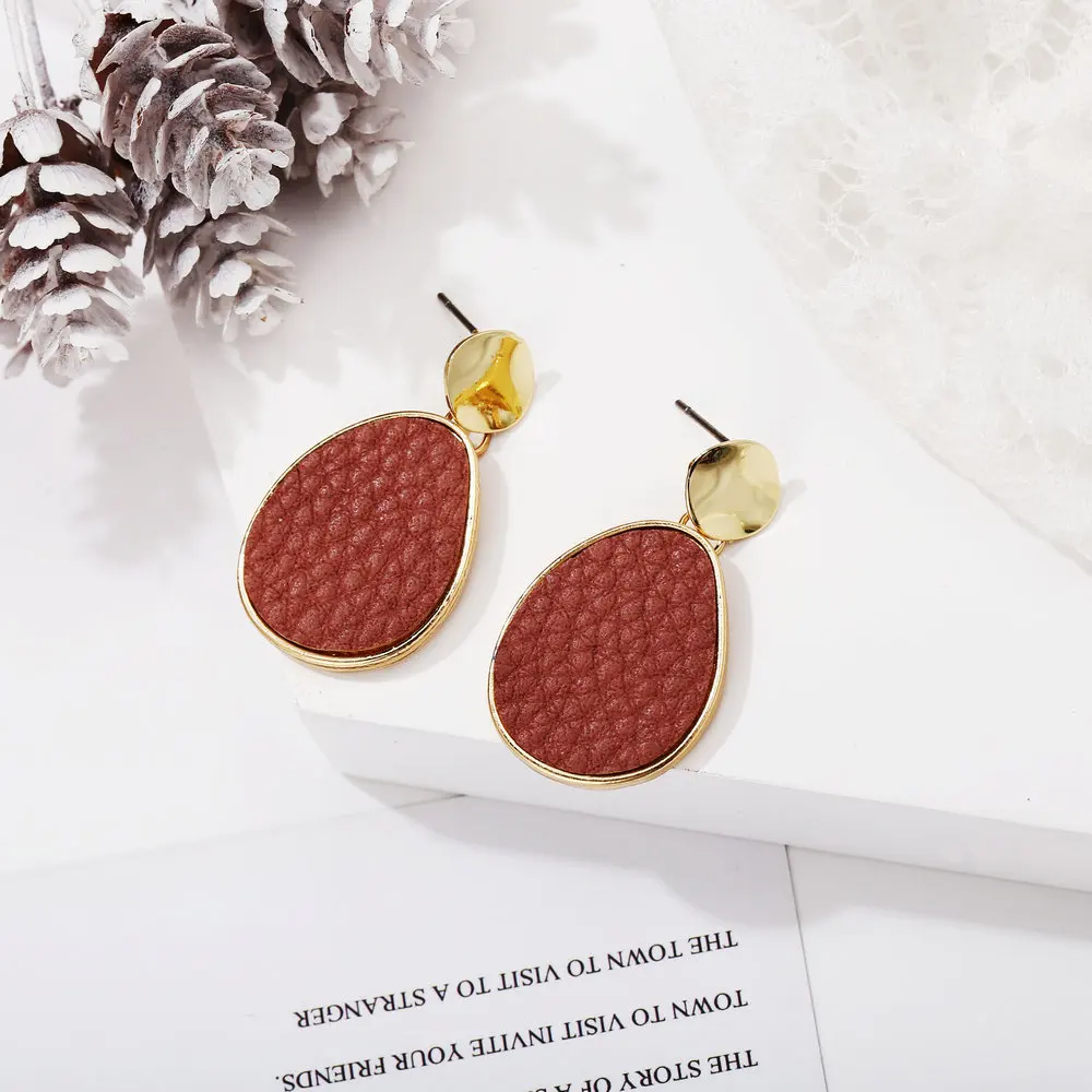 Новые металлические серьги в форме груши креативные простые коричневые стиле