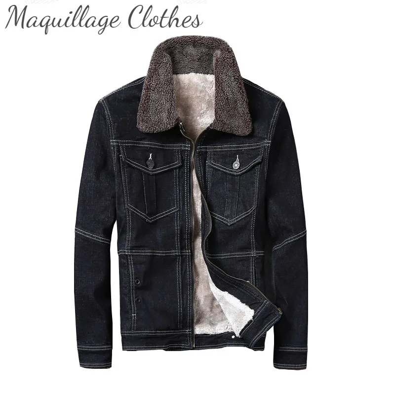 

Мужские зимние Джинсовые куртки пальто с меховой воротник теплая Термальность спортивные куртки для девочек-подростков, верхняя одежда дл...