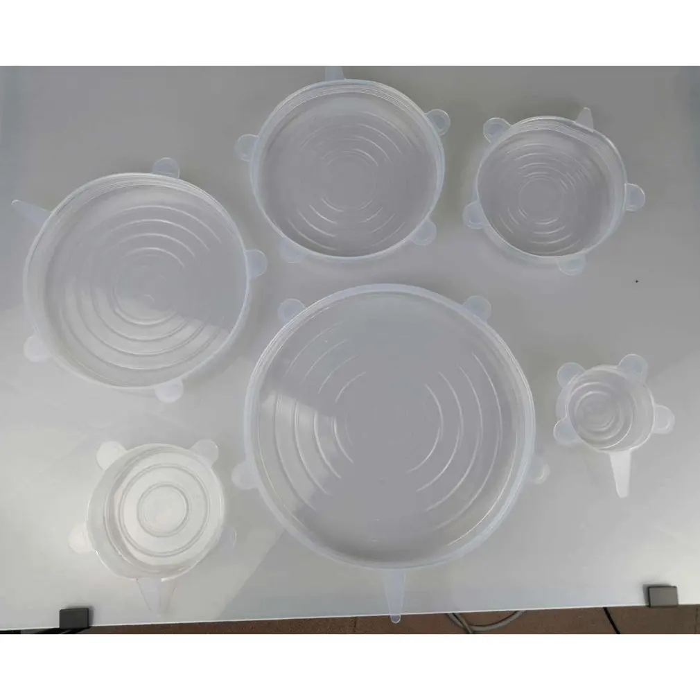 6 шт. силиконовые крышки для пищевых продуктов эластичные чаши универсальные