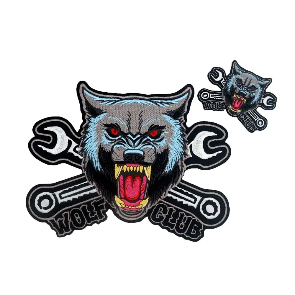 

Большая вышитая подложка WOLF CLUB BEAR, панковские байкерские нашивки, наклейки для одежды, аксессуары для одежды, значок