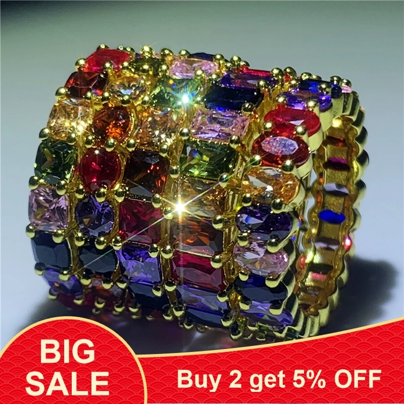 Женское Обручальное кольцо с радужной багеткой и фианитом|Кольца| |