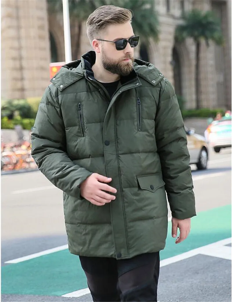 Мужская зимняя куртка большого размера 9XL 10XL с капюшоном парка Теплая Куртка на груди с двойным карманом на молнии зеленая куртка