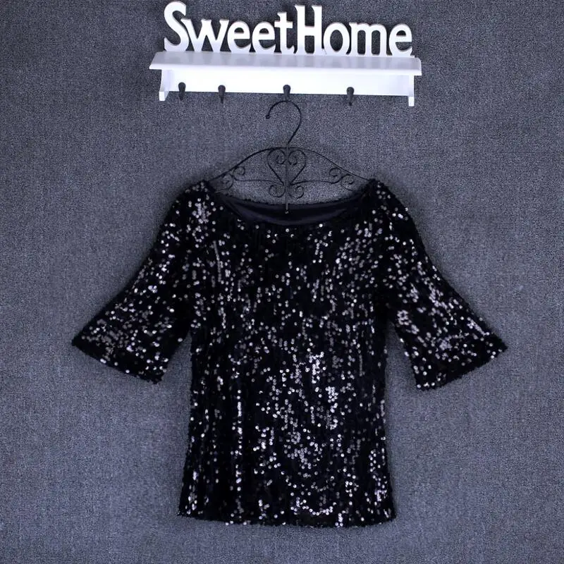 Новая темпераментная Элегантная Модная расшитая блестками блузка с воротником