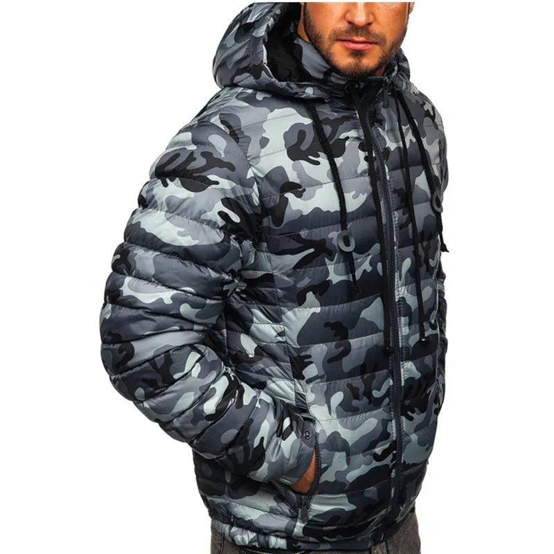 ZOGAA Fall/winter New Style Men's Cotton-padded Jacket Fashion Hooded Warm Camouflage Cotton-padded Jacket Casual Padded Jacket