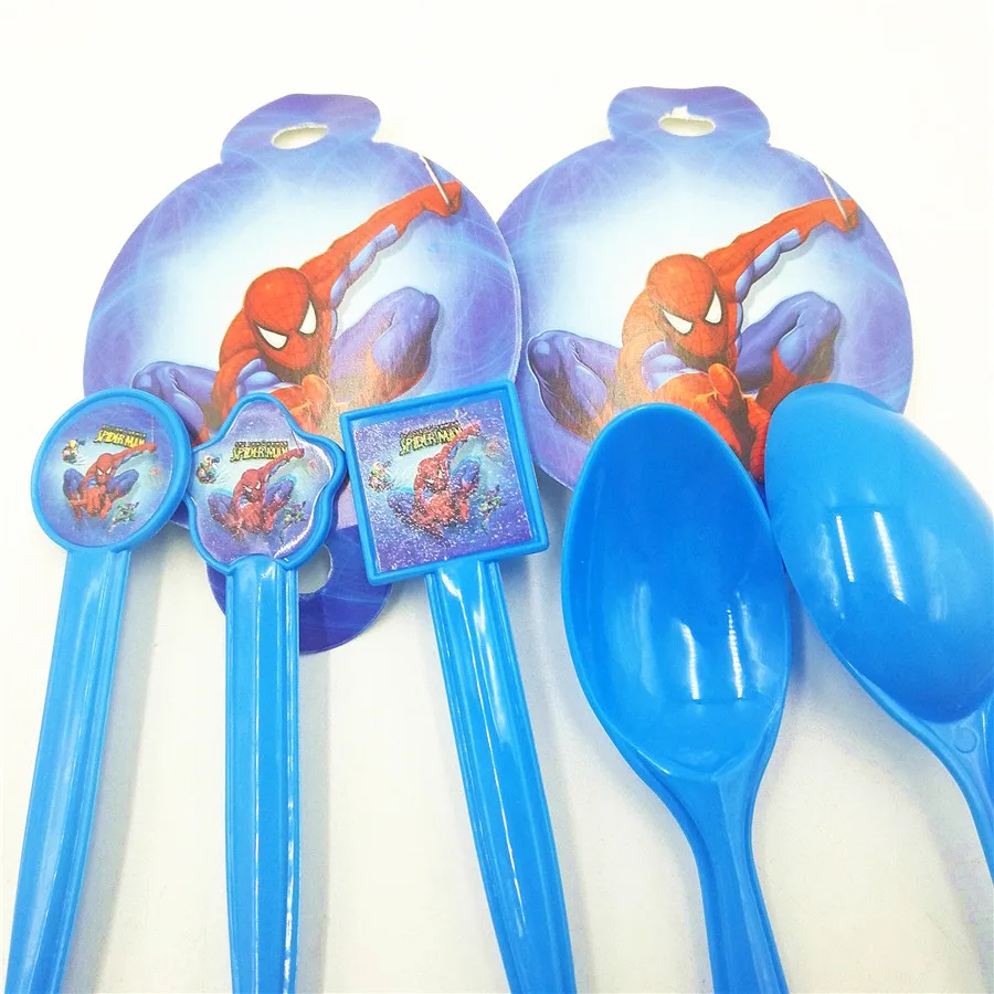 10pc/set Plastic Spoons Spiderman Party Decorations Cartoon Superhero Theme Favors Kids Birthday Baby Shower Supplies | Дом и сад