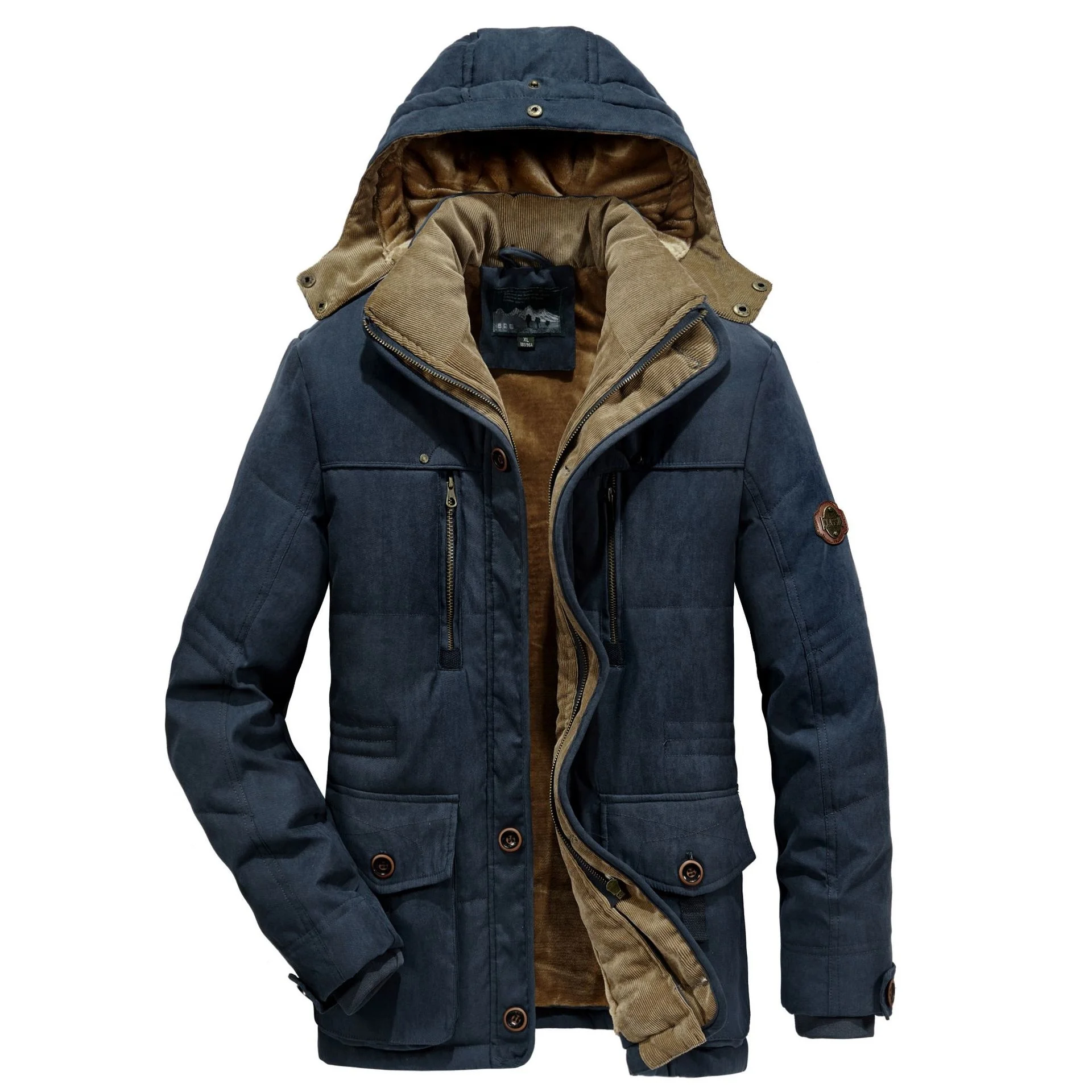 Новая мужская зимняя куртка с меховым воротником и капюшоном мужские куртки