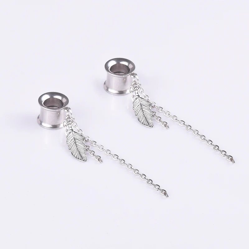 Серьги из нержавеющей стали для пирсинга Ушные Шпильки двойной рожок с бахромой