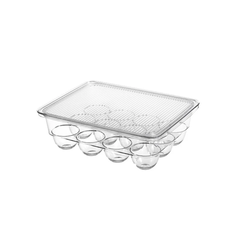 

Transparent 12/14/21 Grids Refrigerator Egg Holder Box with Lid Kitchen Freshness Separated Storage Food Savers Tray Egg Rack