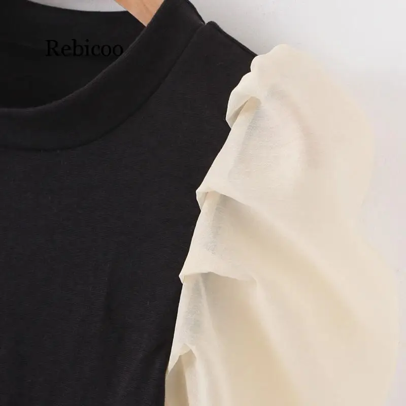 Женские Прозрачные топы с длинным рукавом и круглым вырезом элегантные футболки