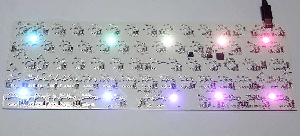 GH60 PCBA светодиодный с подсветкой снизу RGB QMK повторно программируемый Poker2 Pure HHKB Minila XD60 XD64 для механической клавиатуры DIY