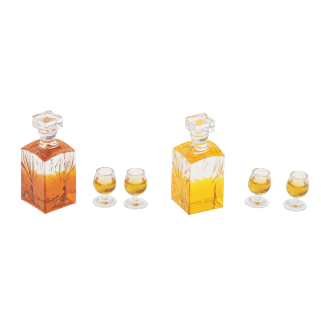 

1/12 Dollhouse Miniature Wine Bottle & Cup Bar Cabinet Drink Model Toys