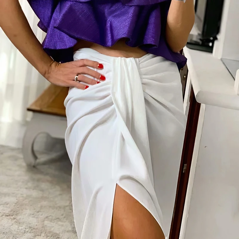 

Elegant Solid Color A-Line Skirt Female High Waist Fashion Short Skirt Slim Sexy Nightclub Style L Size