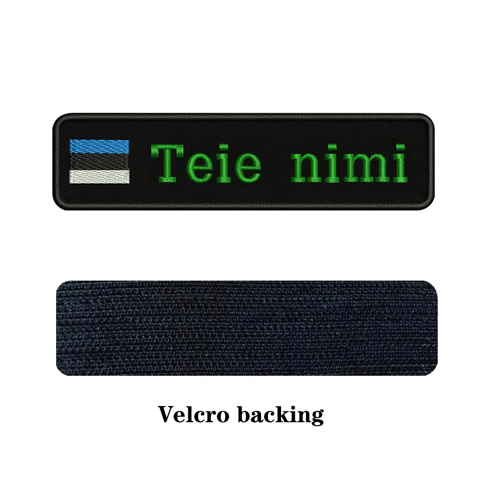 green-Velcro Вышивка на заказ, флаг, название или заплатка с текстом 10 см* 2,5 см, значок с железом или липучкой для одежды, штанов, рюкзаков, шапок - Цвет: green-Velcro