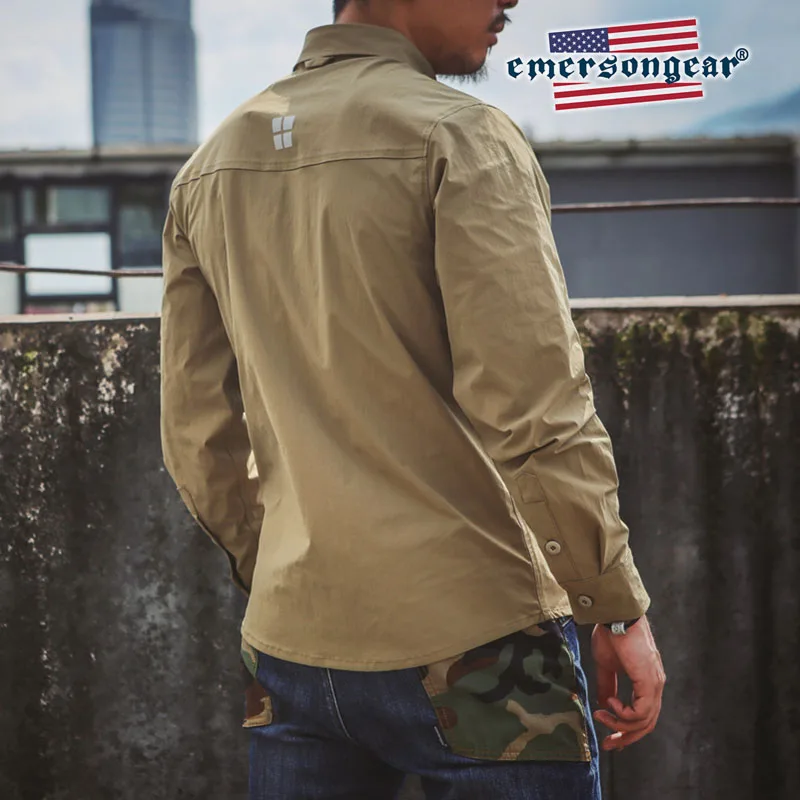 Emersongear Emerson синяя этикетка тактическая рубашка нейлон растягивается Tech рубашка открытый с длинными рукавами Туризм Спортивная рубашка
